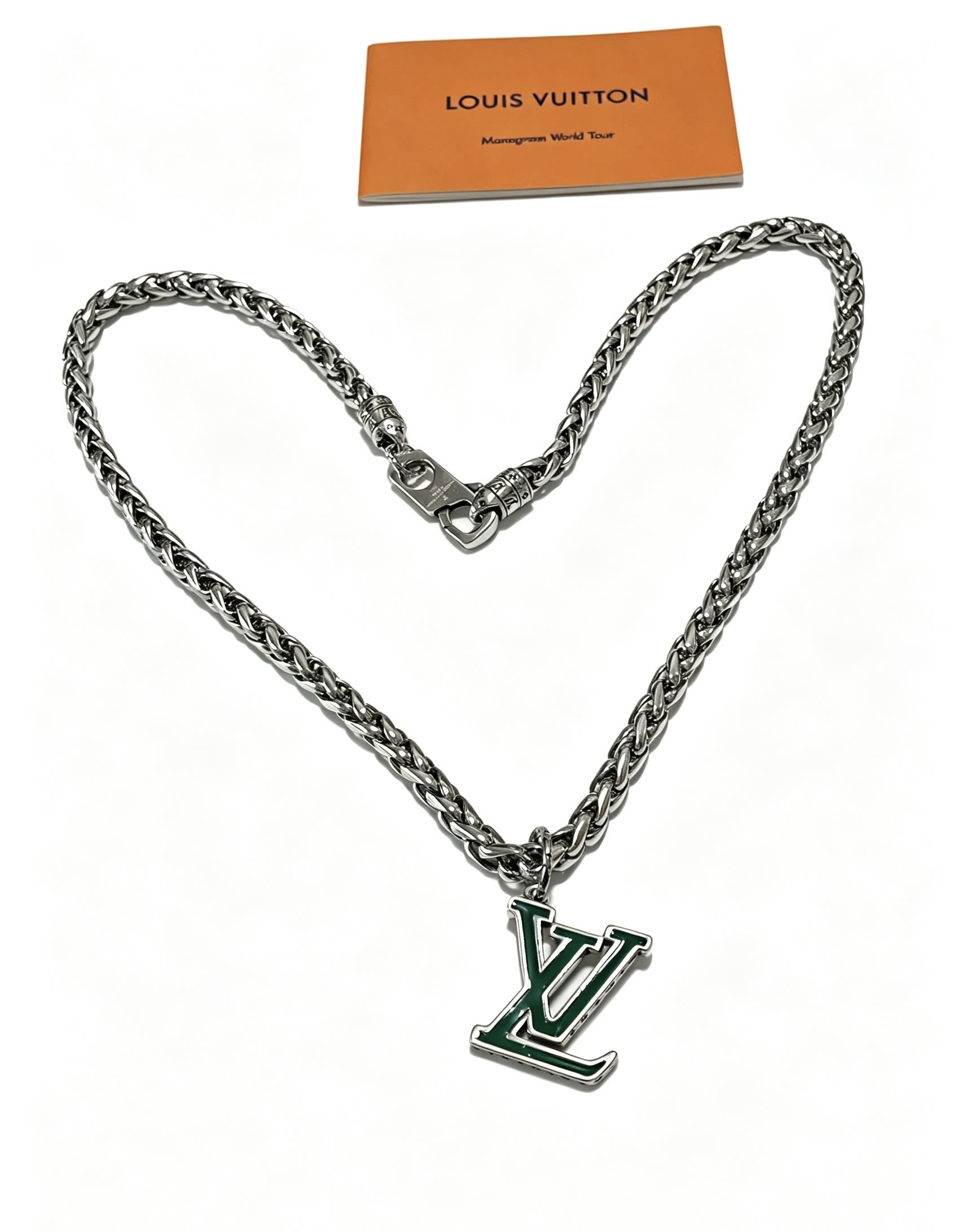 Louis Vuitton Silver Chain with LV Pendant